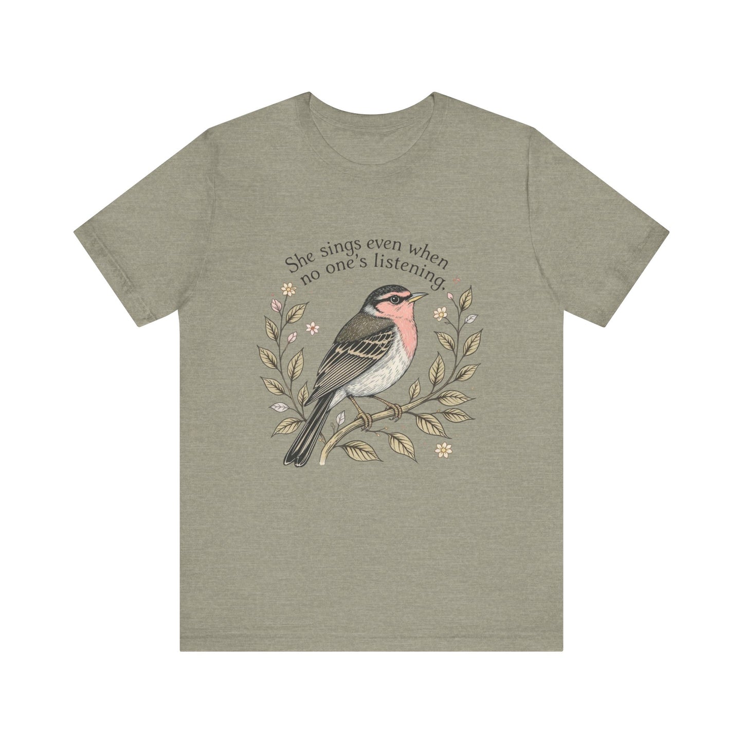 Nature-Inspired Inspirational T-Shirt, Bird Graphic Tee, Music Lovers Gift, Eco-Friendly Apparel, Casual Summer Style