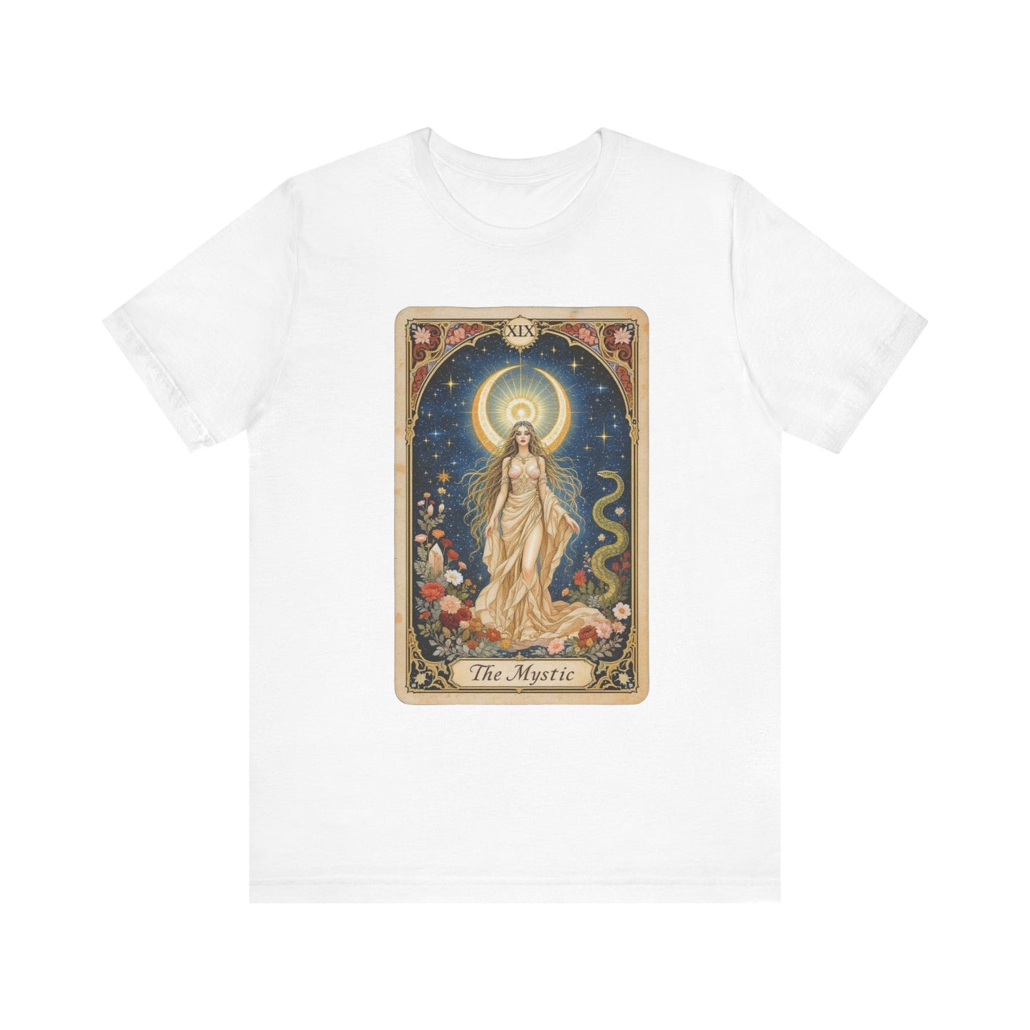 Mystic Tarot Short Sleeve Tee, Astrology Lovers Gift, Boho Style Top, Spiritual Apparel, Occult Themed Shirt, Unique Tee for Festivals