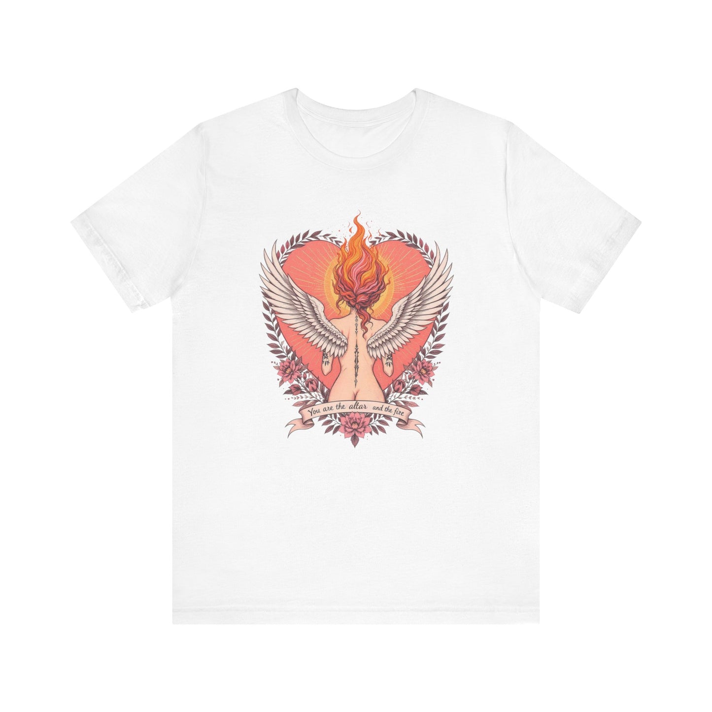 Phoenix Heart Graphic Tee, Flame Wings Shirt, Unisex T-Shirt for Couples, Creative Gift for Birthdays, Inspirational Apparel