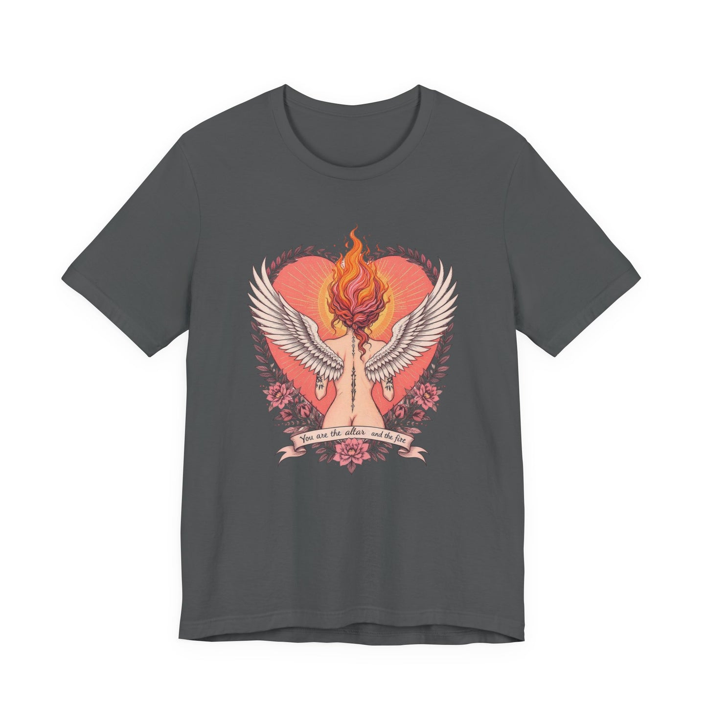 Phoenix Heart Graphic Tee, Flame Wings Shirt, Unisex T-Shirt for Couples, Creative Gift for Birthdays, Inspirational Apparel