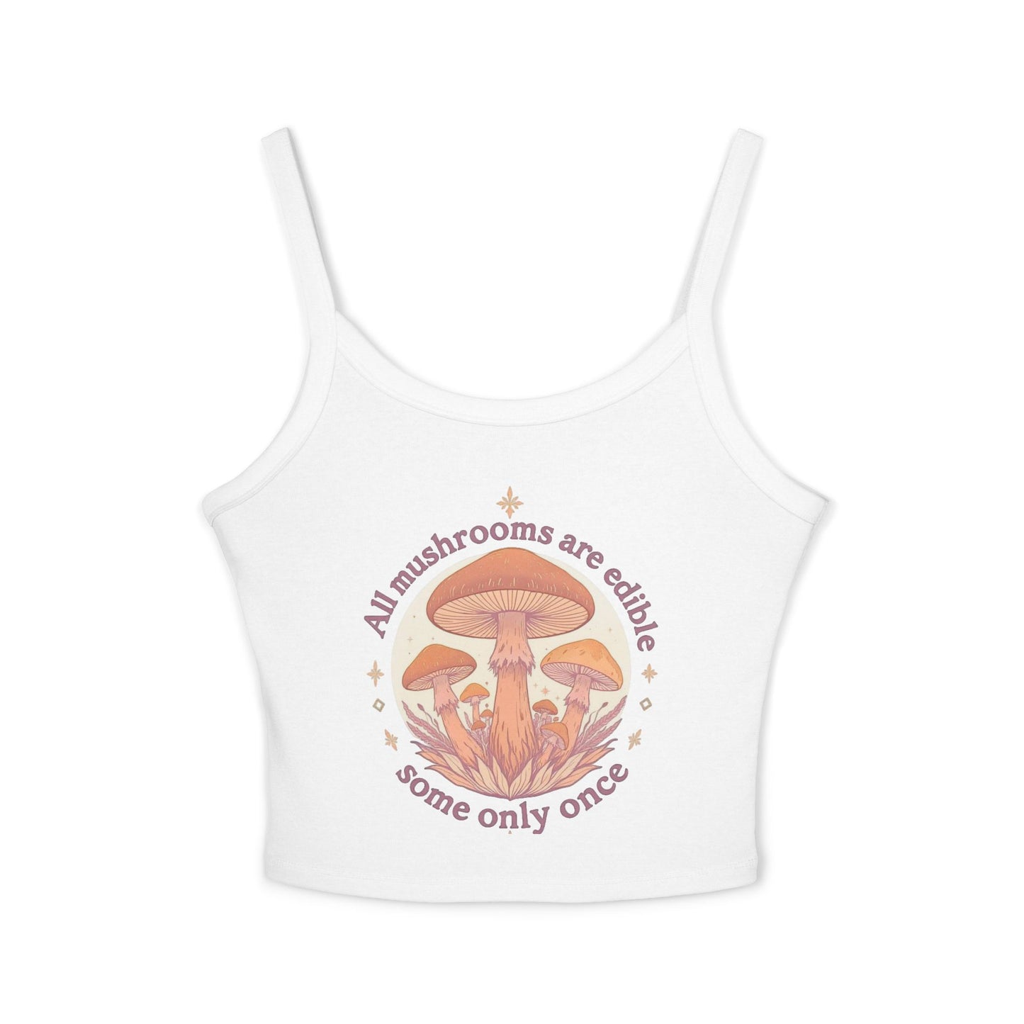 Mushroom Theme Women's Spaghetti Strap Tank Top, Cute Summer Top, Psychedelic Apparel, Festival Fashion, Gift for Nature Lovers