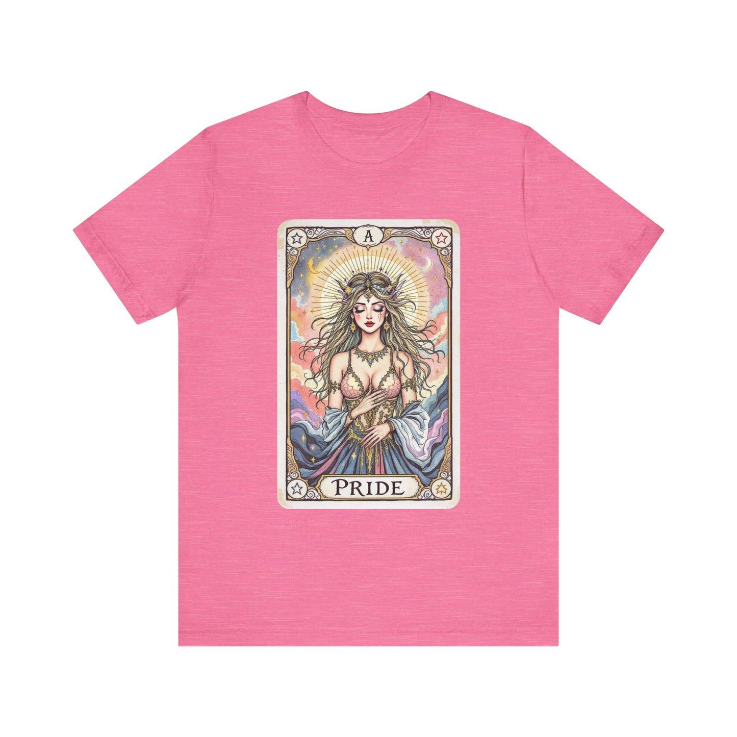 Pride Tarot Card Tee, Unisex Short Sleeve Shirt, Boho Fashion Top, Spiritual Gift, Birthday Gift, Tarot Enthusiast Wear