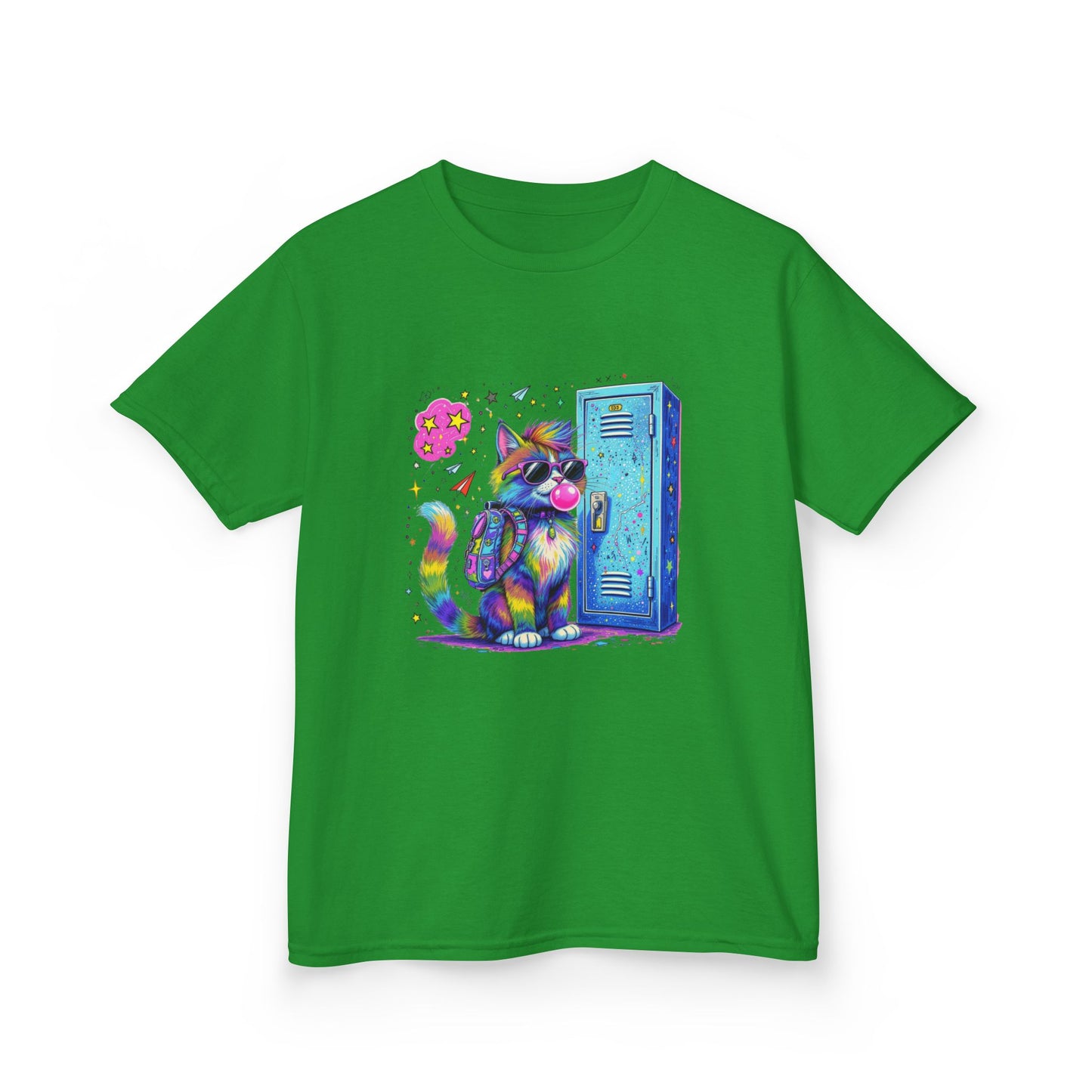 Cool Kat Kids Back-to-School Tee, Children's T-Shirt, Cat Graphic Tee, School Fashion, Kids Gift, Trendy Youth Apparel