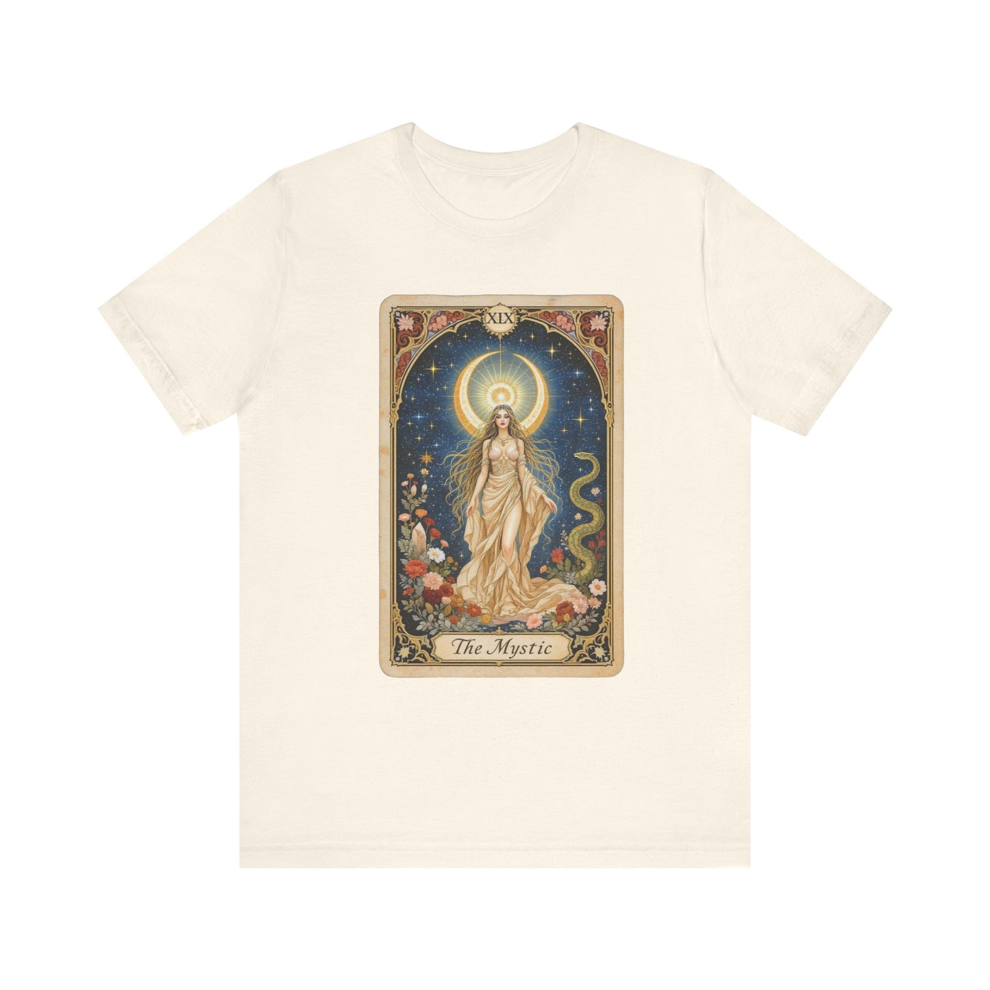 Mystic Tarot Short Sleeve Tee, Astrology Lovers Gift, Boho Style Top, Spiritual Apparel, Occult Themed Shirt, Unique Tee for Festivals