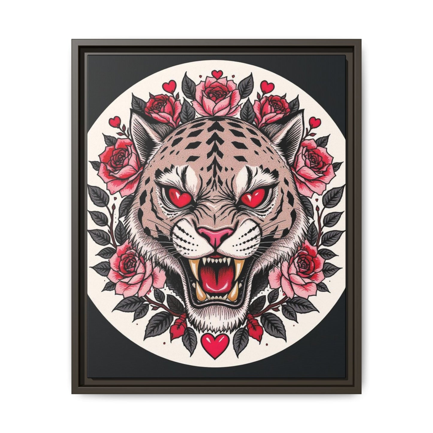 Framed Art Print: Fierce Tiger Portrait, Wall Decor, Tattoo Art, Animal Print, Gift for Nature Lovers