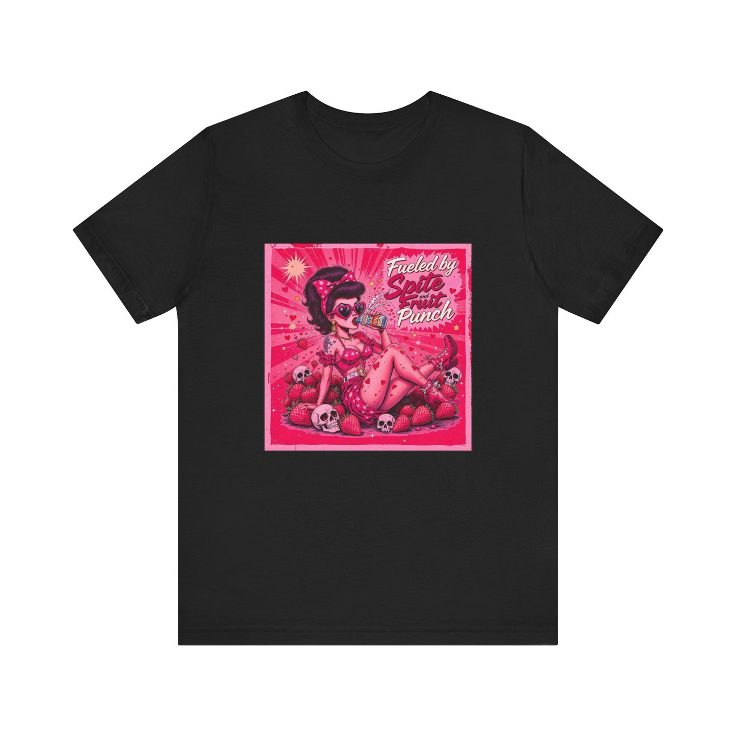 Sassy Pin-Up Tee: Fuelled by Coffee & Princess Vibes, Trendy Graphic Tee, Vintage Style Shirt, Perfect Gift for Coffee Lovers, Casual Wear