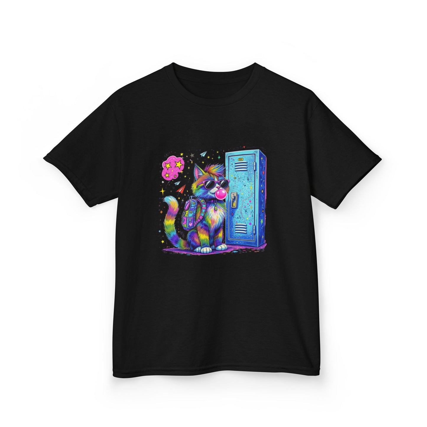 Cool Kat Kids Back-to-School Tee, Children's T-Shirt, Cat Graphic Tee, School Fashion, Kids Gift, Trendy Youth Apparel