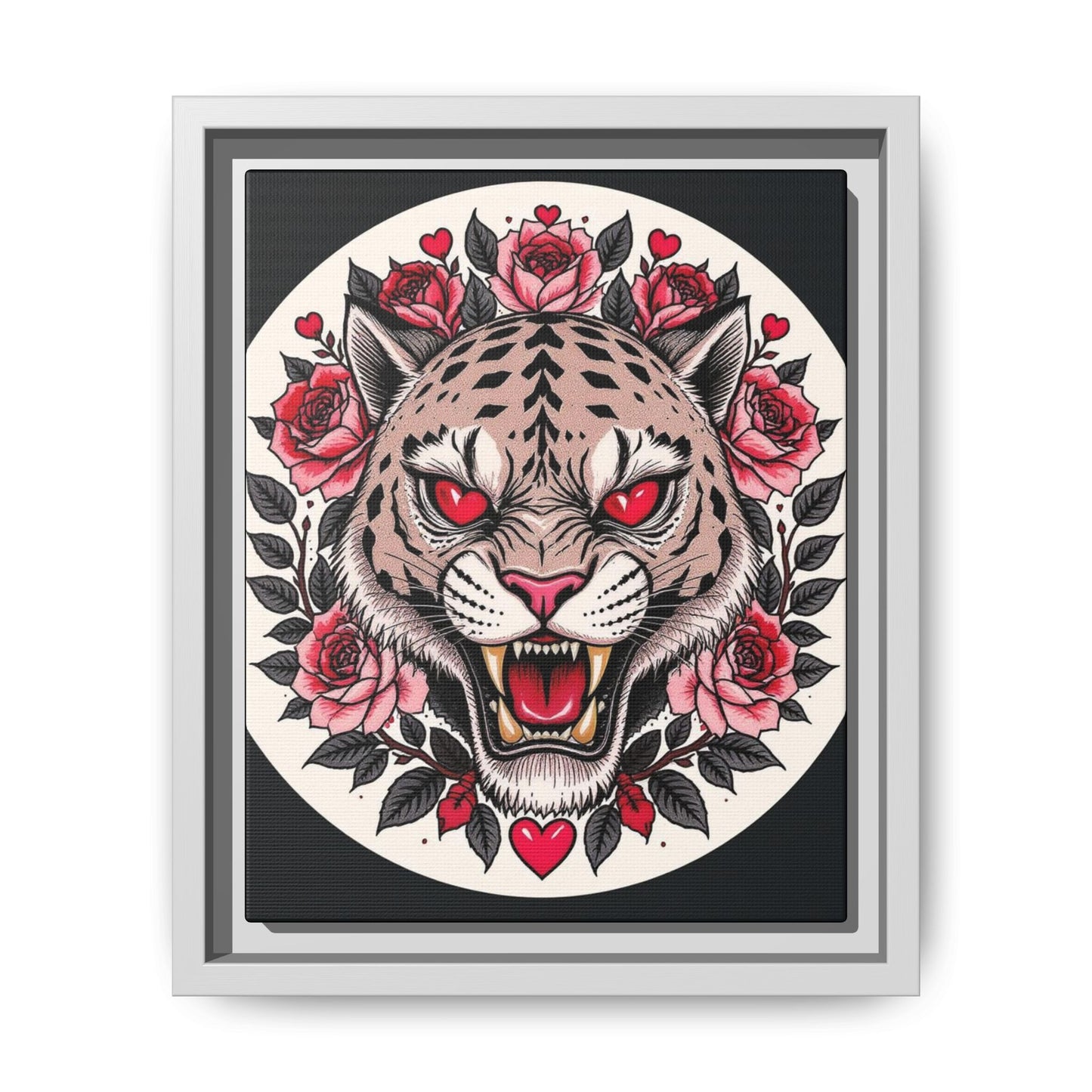 Framed Art Print: Fierce Tiger Portrait, Wall Decor, Tattoo Art, Animal Print, Gift for Nature Lovers