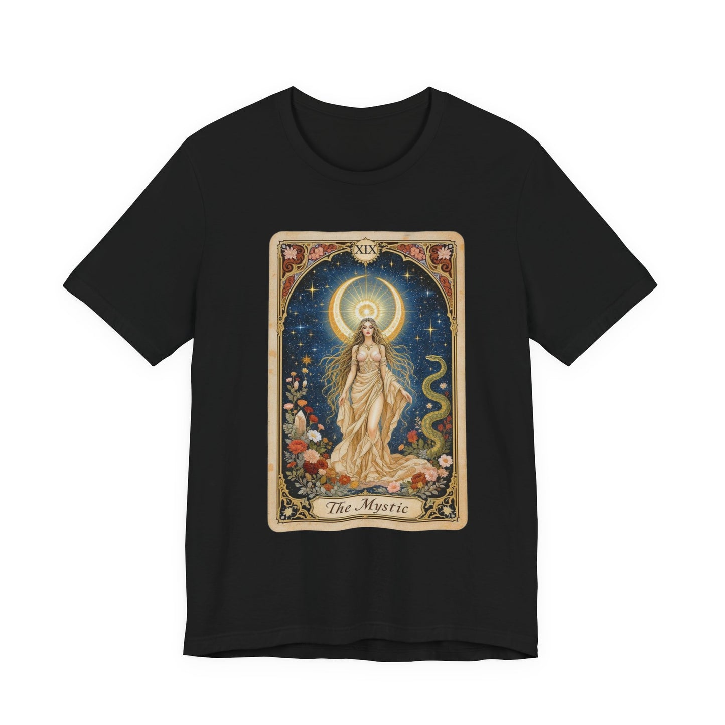 Mystic Tarot Short Sleeve Tee, Astrology Lovers Gift, Boho Style Top, Spiritual Apparel, Occult Themed Shirt, Unique Tee for Festivals