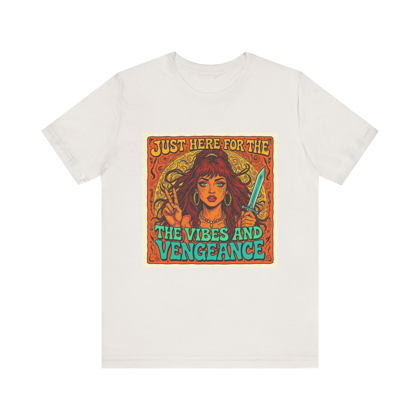 Vibes and Vengeance Tee, Graphic T-Shirt, Unisex Short Sleeve Shirt, Gift for Fans, Casual Wear, Empowering Apparel