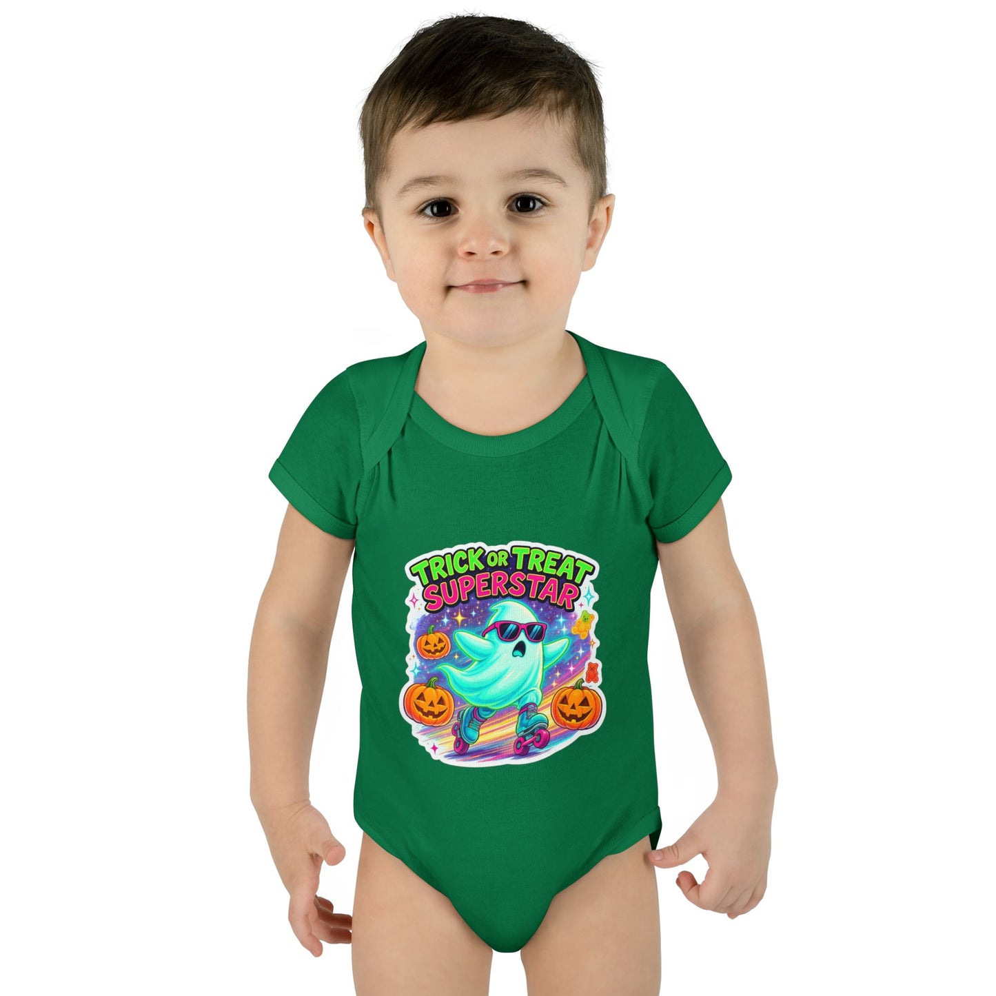 Trick or Treat Ghost Baby Bodysuit, Halloween Infant Onesie, Cute Baby Costume, Halloween Gift, Baby Superhero Outfit