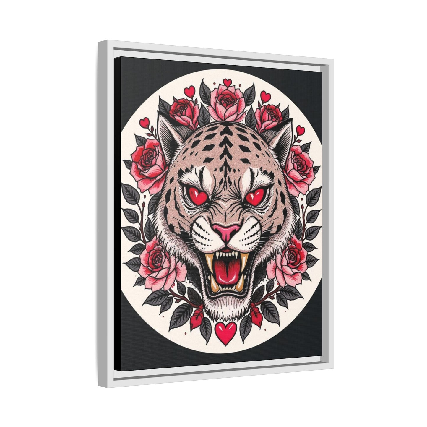 Framed Art Print: Fierce Tiger Portrait, Wall Decor, Tattoo Art, Animal Print, Gift for Nature Lovers