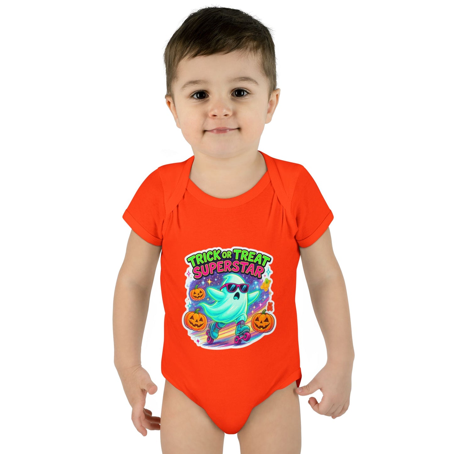 Trick or Treat Ghost Baby Bodysuit, Halloween Infant Onesie, Cute Baby Costume, Halloween Gift, Baby Superhero Outfit