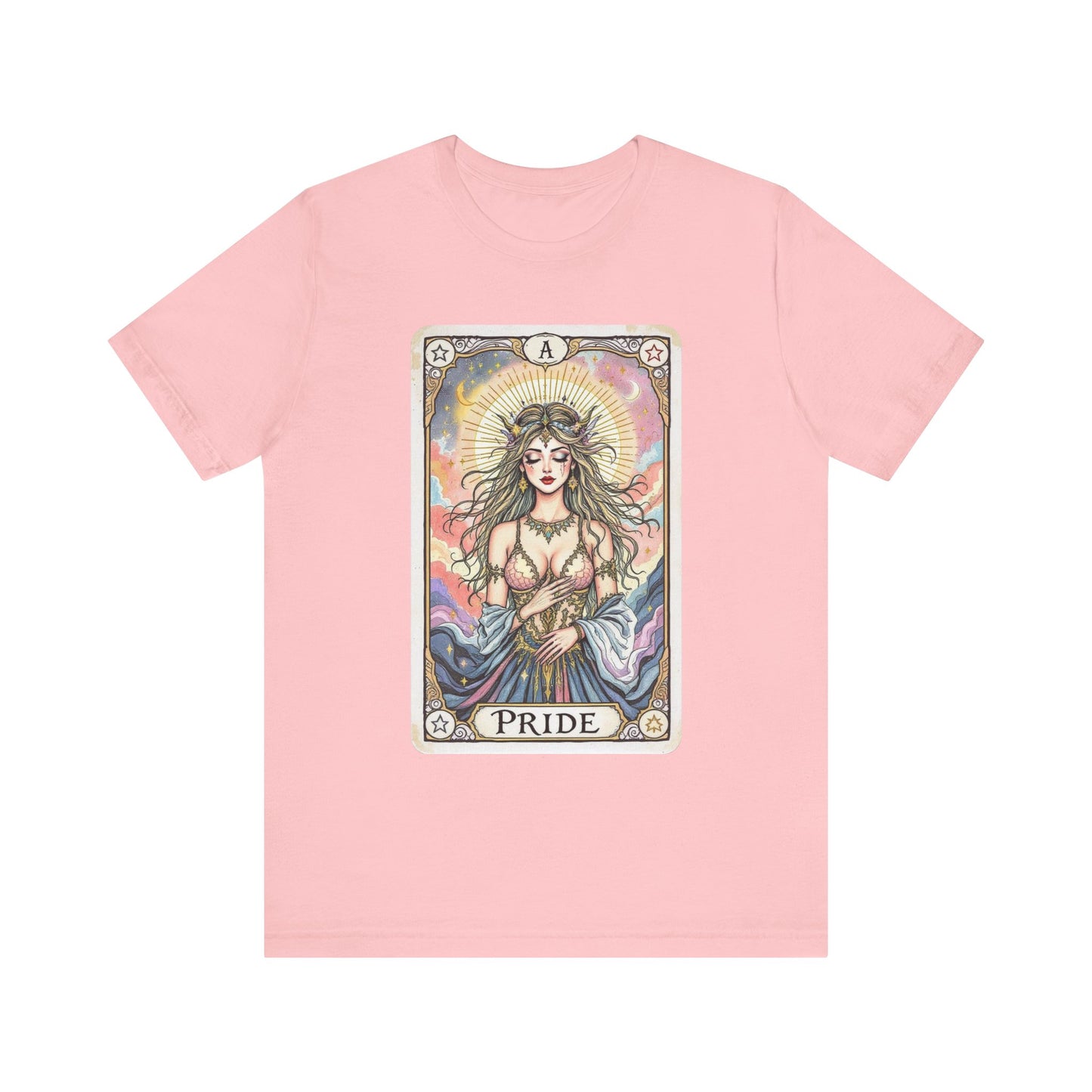 Pride Tarot Card Tee, Unisex Short Sleeve Shirt, Boho Fashion Top, Spiritual Gift, Birthday Gift, Tarot Enthusiast Wear