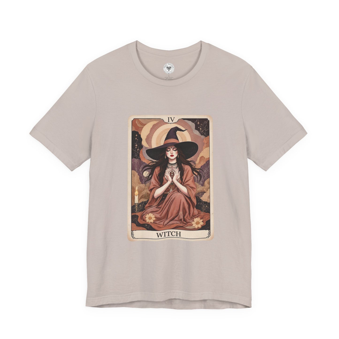 Witch Graphic Tee - Unisex Jersey Short Sleeve T-Shirt, Spooky Casual Wear, Tarot Card Style, Great for Halloween, Gift for Witches
