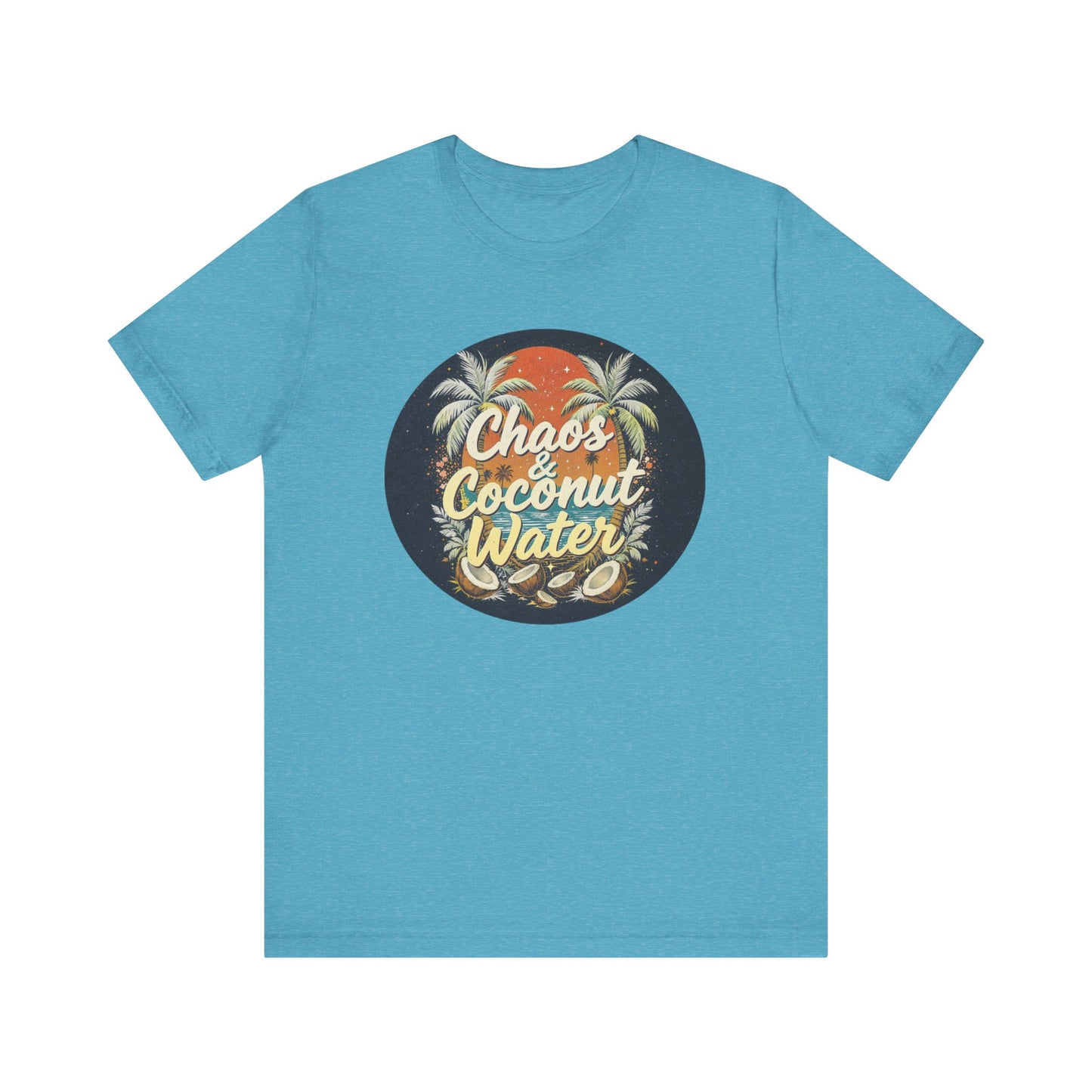 Tropical Vibes Tee - Chaos & Coconut Water Short Sleeve Shirt for Summer Beach Days, Travel, Gifts, Relaxation, Casual Wear, Vacation