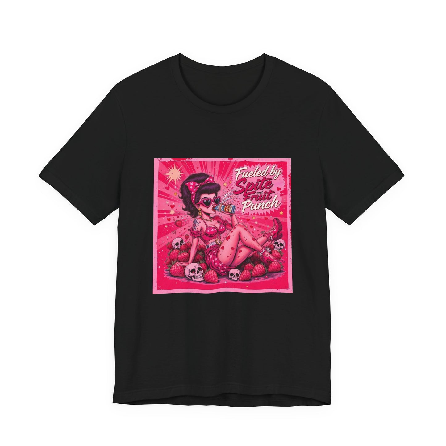 Sassy Pin-Up Tee: Fuelled by Coffee & Princess Vibes, Trendy Graphic Tee, Vintage Style Shirt, Perfect Gift for Coffee Lovers, Casual Wear