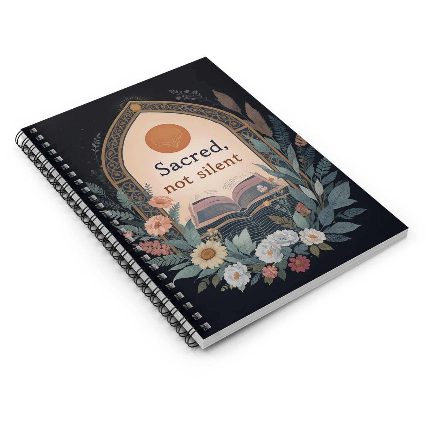 Chic Spiral Notebook - "Sacred, not silent" - Aesthetic Journal for Creativity, Gift for Writers, Study, Daily Inspiration, Art Notebook