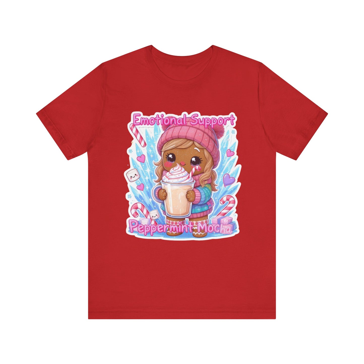 Cute Emotional Support Peppermint Mocha Tee, Funny Christmas Gift, Holiday Party Shirt, Kawaii Cute T-Shirt, Winter Vibes Clothing