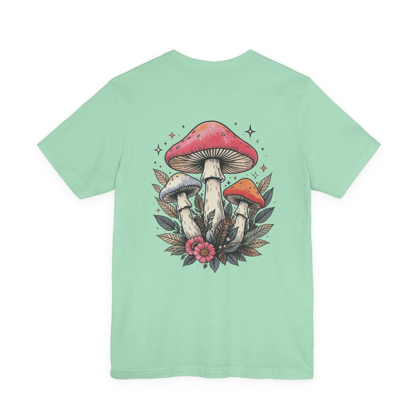 Mushroom Art Tee, Unisex Graphic T-Shirt, Boho Style Apparel, Nature Lover Gift, Festival Outfit, Comfortable Casual Wear