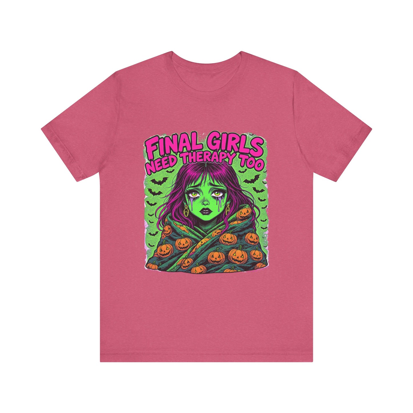 Horror Movie Tee, Final Girls Therapy, Unisex Jersey Short Sleeve T-Shirt, Halloween Shirt, Scary Movie Gift, Horror Fan Apparel