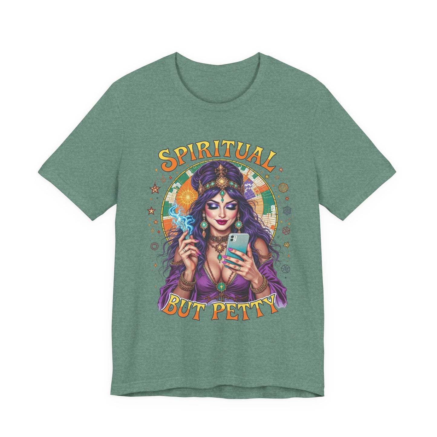 Spiritual But Petty Tee | Witchy Unisex Shirt | Orange Graphic Tee | Gift for Her | Boho Style