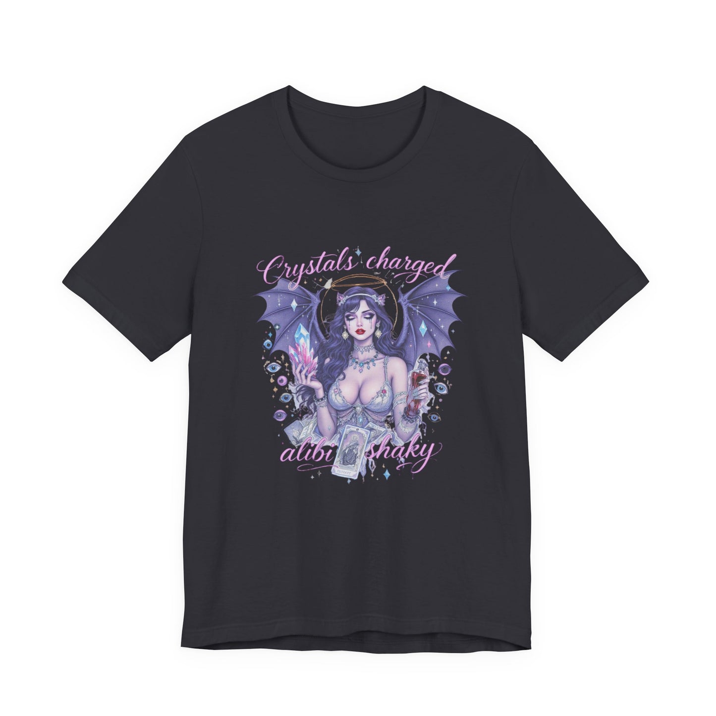 Enchanting Crystal Charged Tee for Spirituality Enthusiasts, Fantasy Tee, Unisex Graphic T-Shirt, Bohemian Style, Gift for Occult Lovers