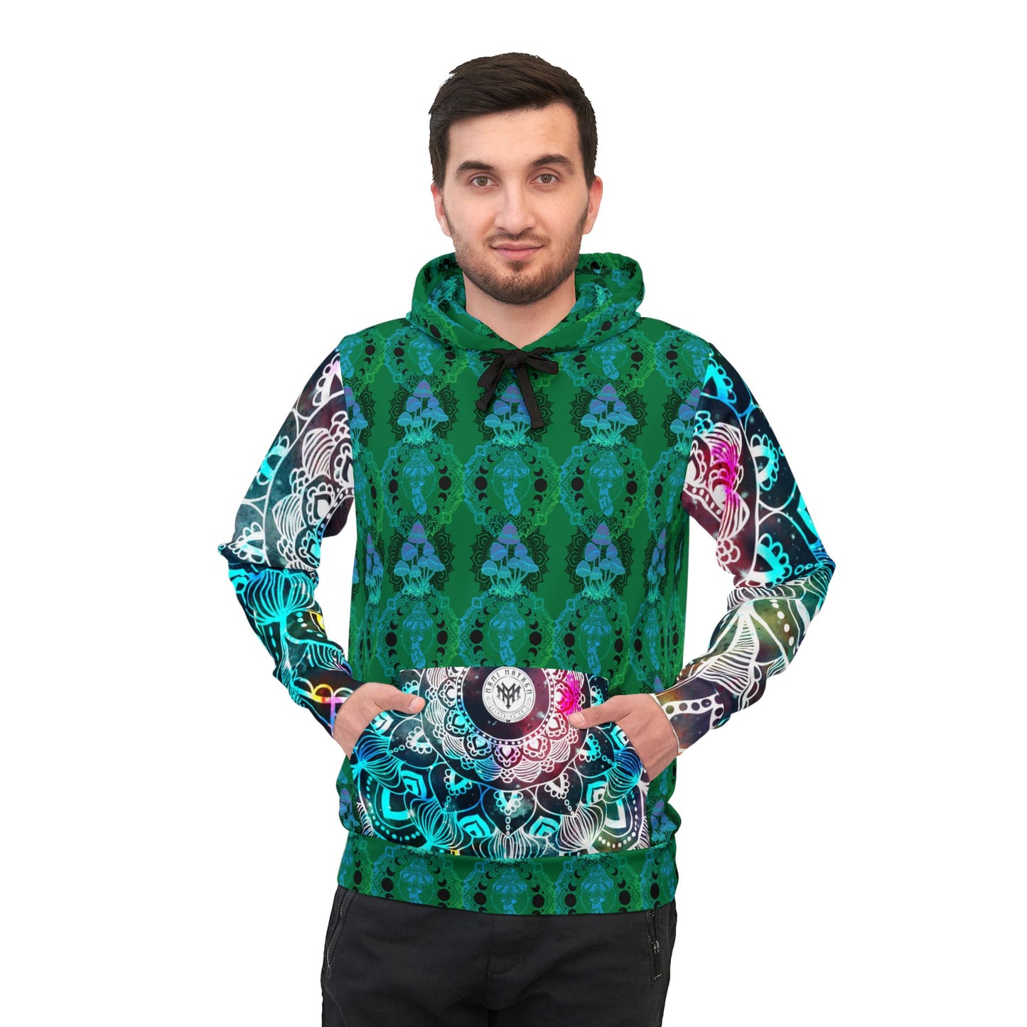 Mushroom Trip Unisex Athletic Hoodie - Psychedelic Fungi Sweatshirt, Trippy Pullover, Nature Lover Gift, Hippie Clothing, Unique Hooded