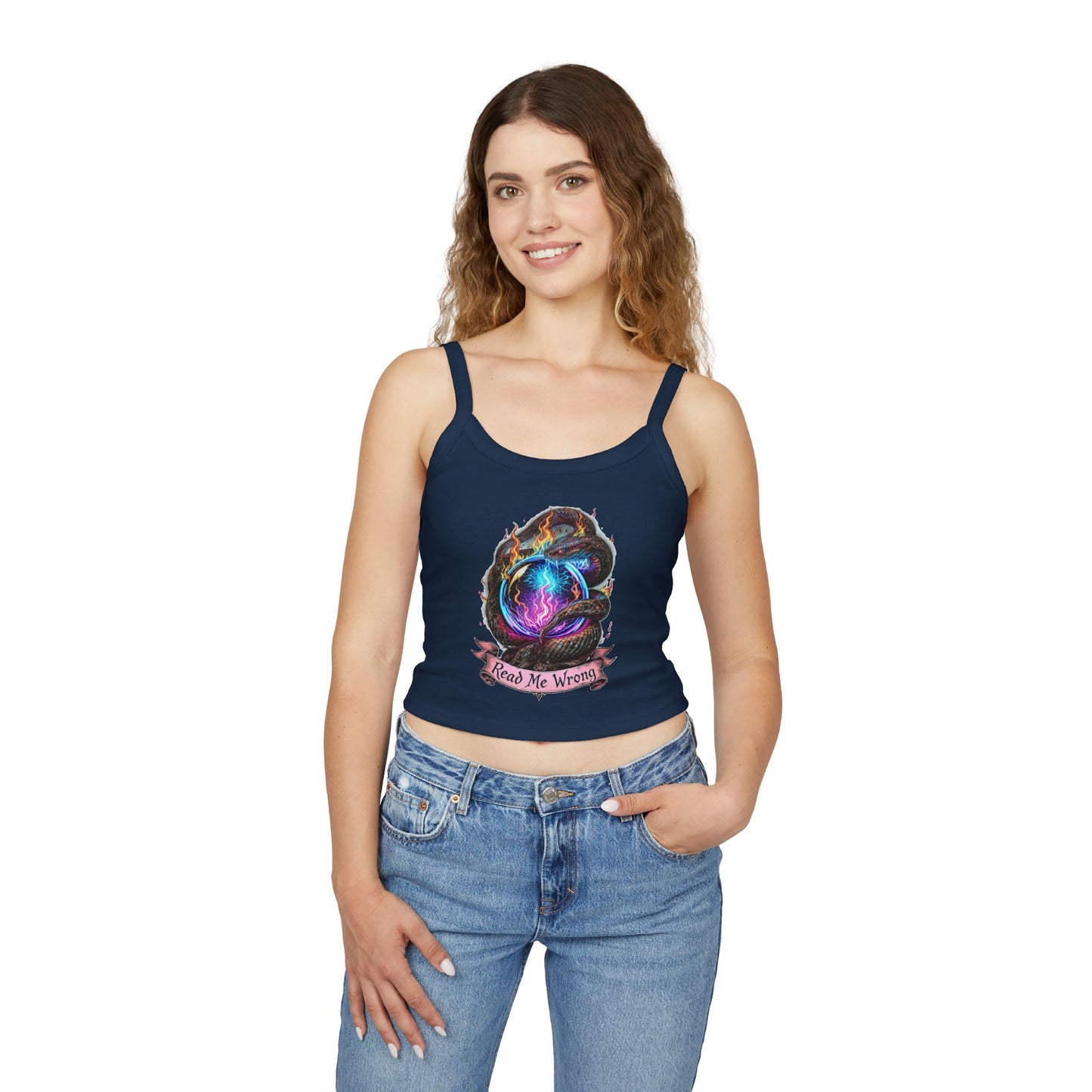 Mystical Read Me Wrong Spaghetti Strap Tank Top, Bohemian Women's Top, Summer Wear, Festival Fashion, Trendy Crop Top
