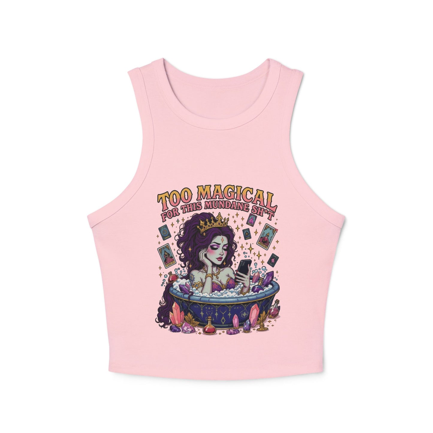 Too Magical Women's Micro Rib Racer Tank Top, Crop Top, Summer Fashion, Festival Wear, Casual Outfit, Witchy Style