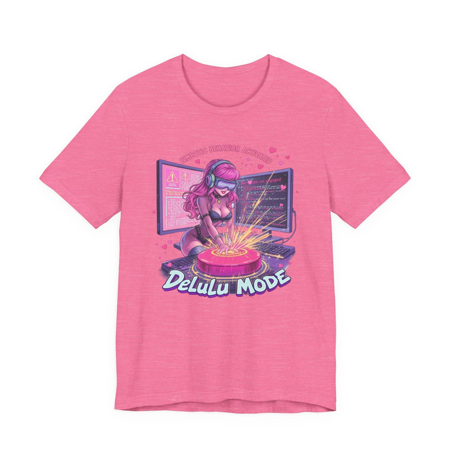 Delulu Mode Graphic Tee, Fun Tech Fashion T-Shirt, Gamer Outfit, Creative Lifestyle Gift, Gamer Girl Short Sleeve Shirt