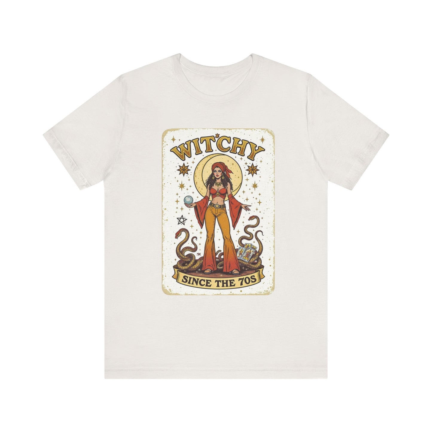 Witchy Graphic Tee, Unisex Vintage Shirt, 70s Inspired Apparel, Perfect Gift for Witch Lovers, Casual Summer Wear, Halloween Outfit