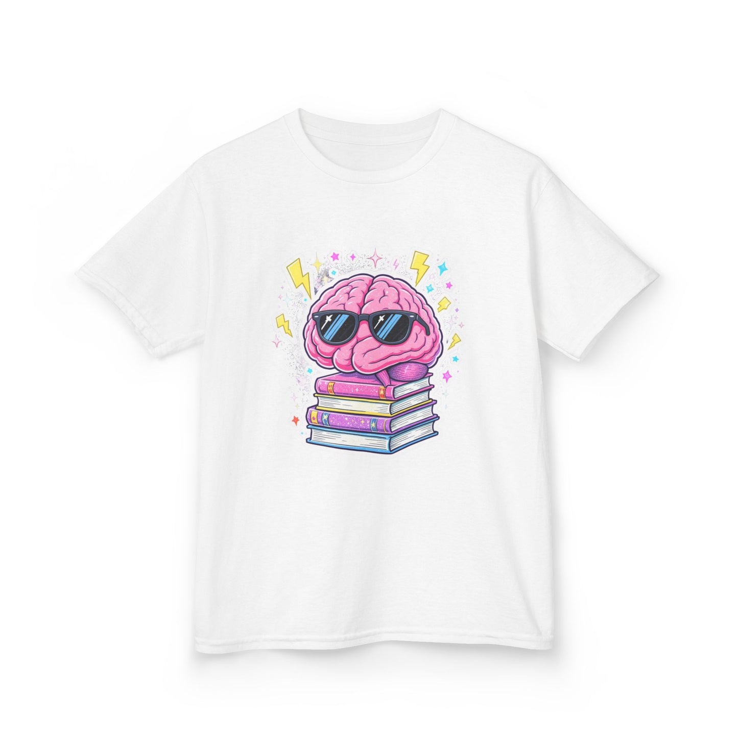 Cool Brainy Kids Tee - Fun Graphic T-Shirt for Students, Gift for Book Lovers, Classroom Wear, Science Theme, Back to School