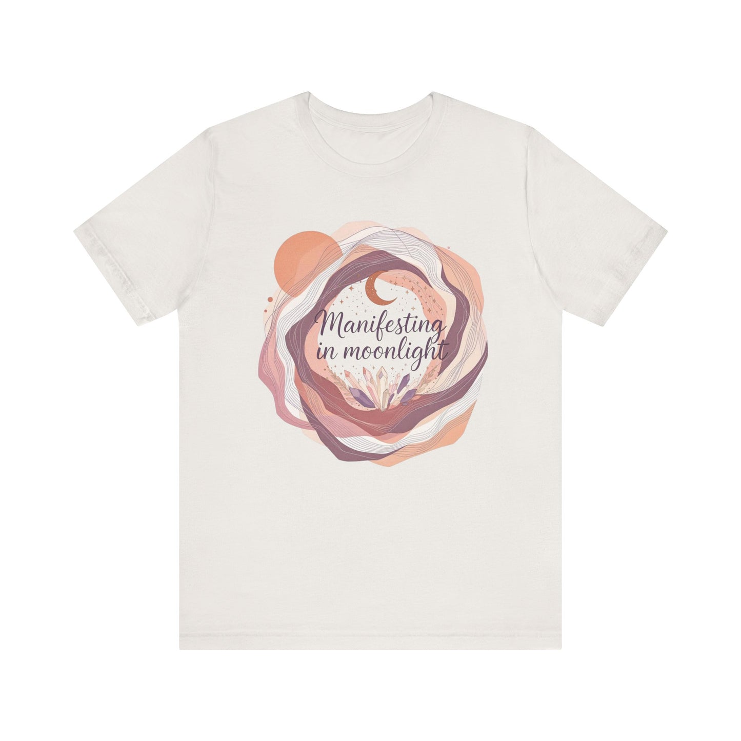 Manifesting in Moonlight Tee, Unisex Jersey Shirt, Boho Aesthetic T-Shirt, Gift for Spiritual Seekers, Moon Lovers Apparel, Affirmation Top