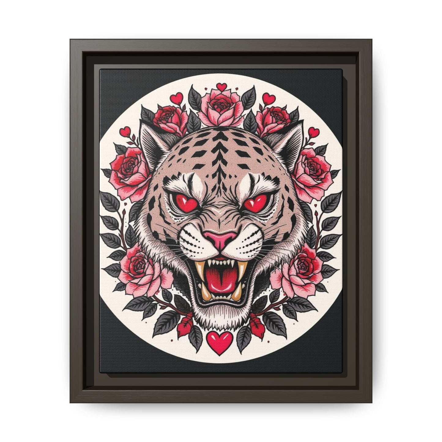 Framed Art Print: Fierce Tiger Portrait, Wall Decor, Tattoo Art, Animal Print, Gift for Nature Lovers