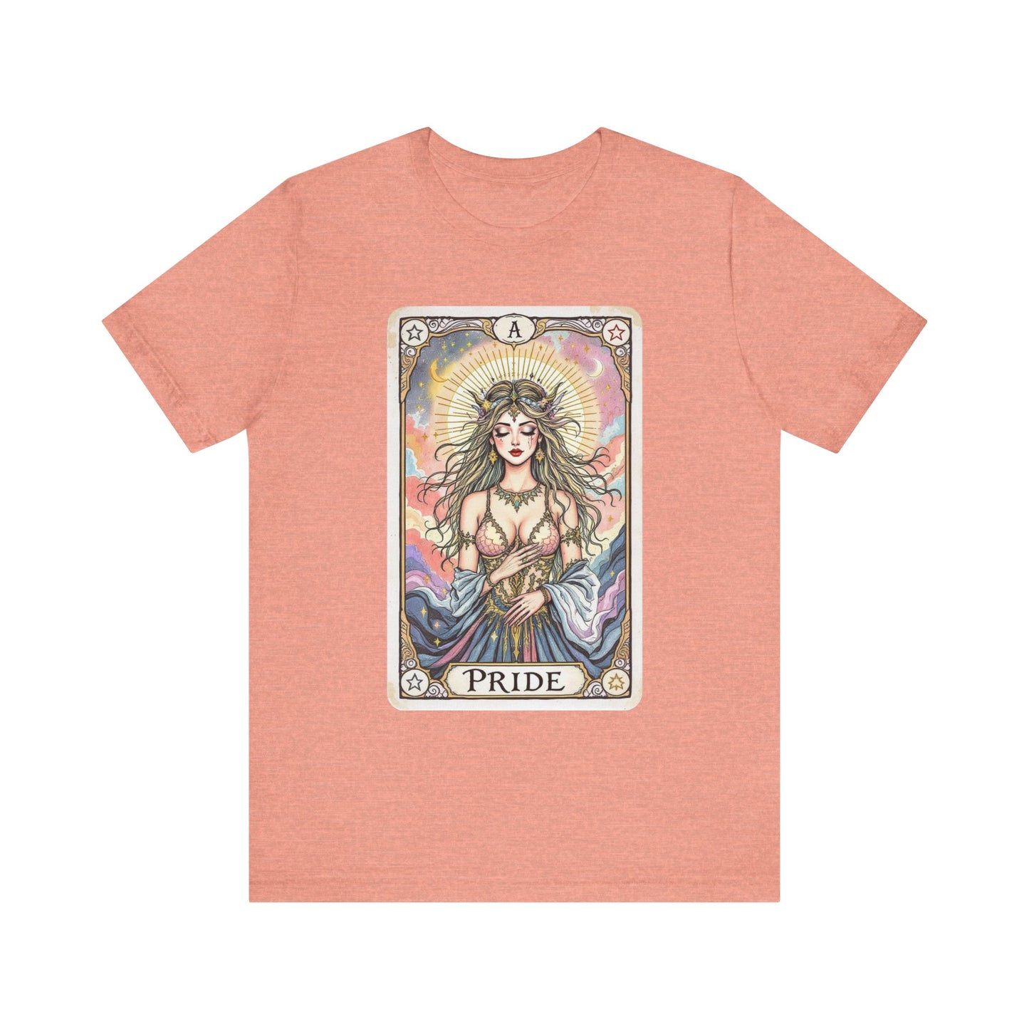 Pride Tarot Card Tee, Unisex Short Sleeve Shirt, Boho Fashion Top, Spiritual Gift, Birthday Gift, Tarot Enthusiast Wear