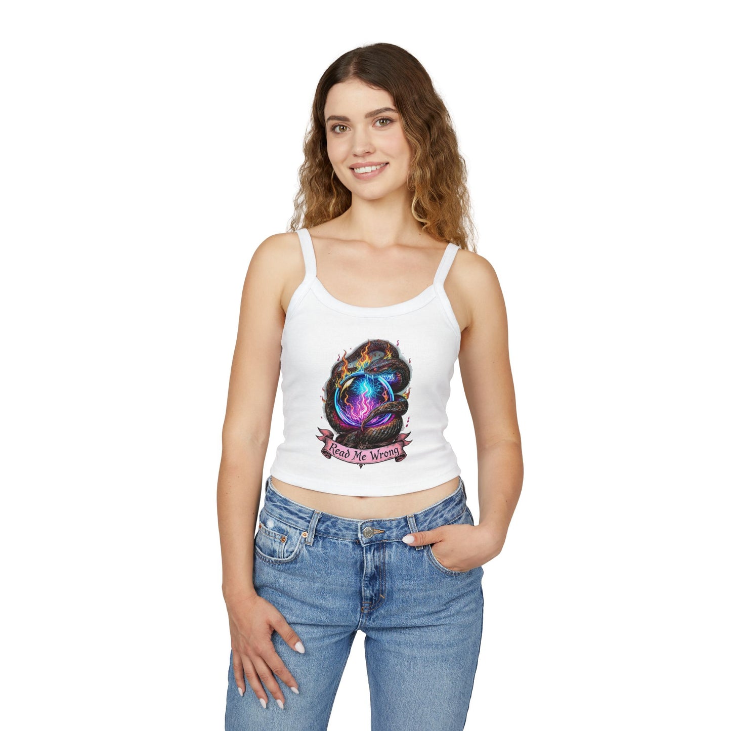 Mystical Read Me Wrong Spaghetti Strap Tank Top, Bohemian Women's Top, Summer Wear, Festival Fashion, Trendy Crop Top