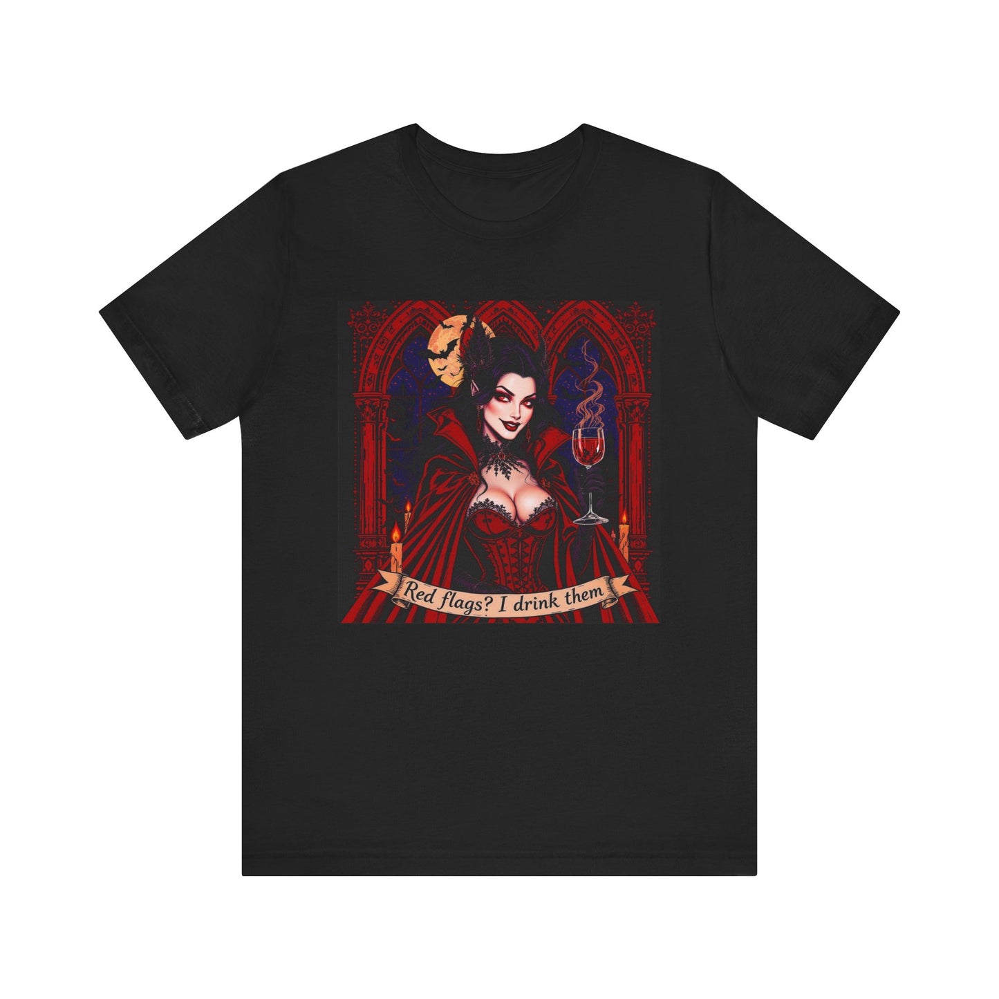 Gothic Red Flags Tee, Spooky T-Shirt, Funny Vampire Shirt, Unisex Halloween Apparel, Alternative Fashion Top