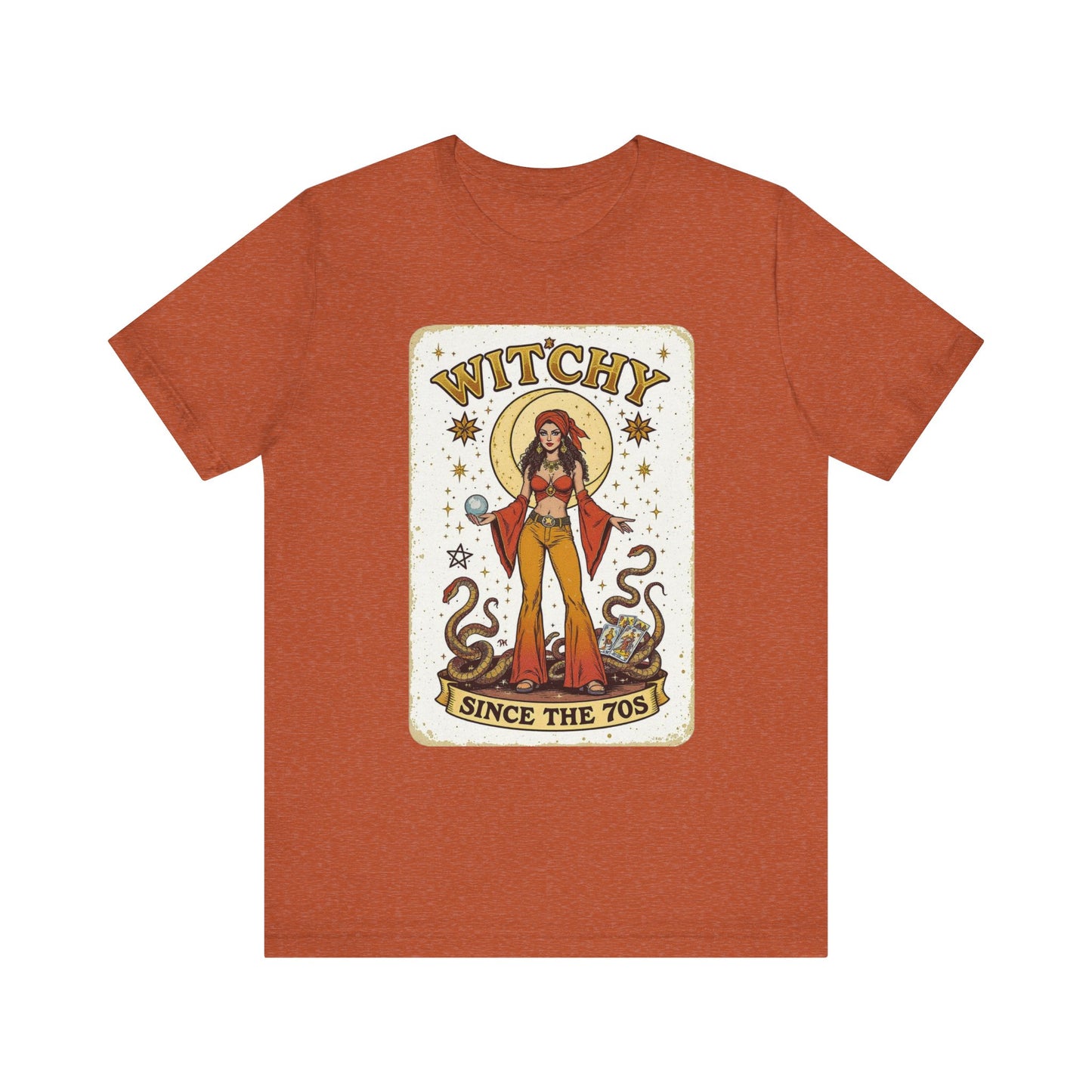 Witchy Graphic Tee, Unisex Vintage Shirt, 70s Inspired Apparel, Perfect Gift for Witch Lovers, Casual Summer Wear, Halloween Outfit