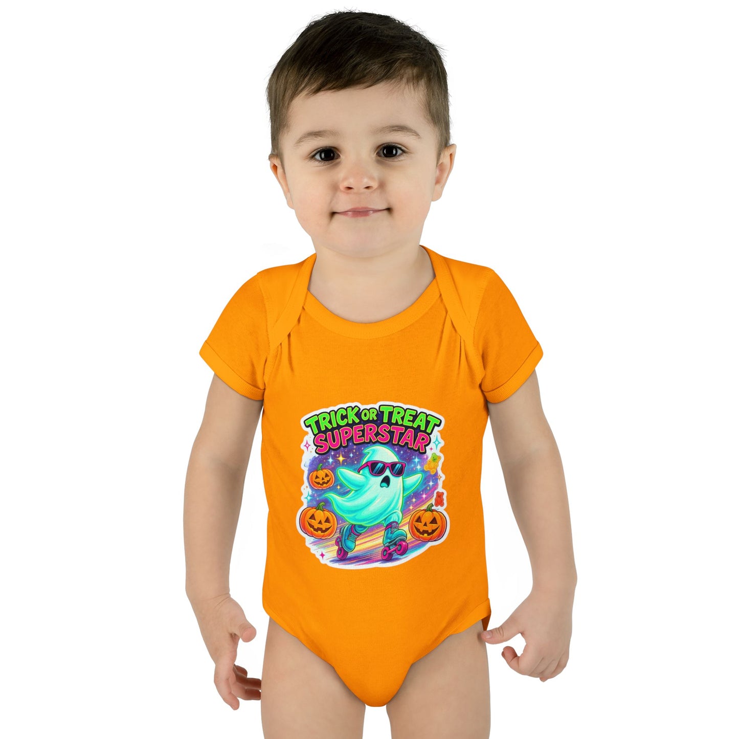 Trick or Treat Ghost Baby Bodysuit, Halloween Infant Onesie, Cute Baby Costume, Halloween Gift, Baby Superhero Outfit
