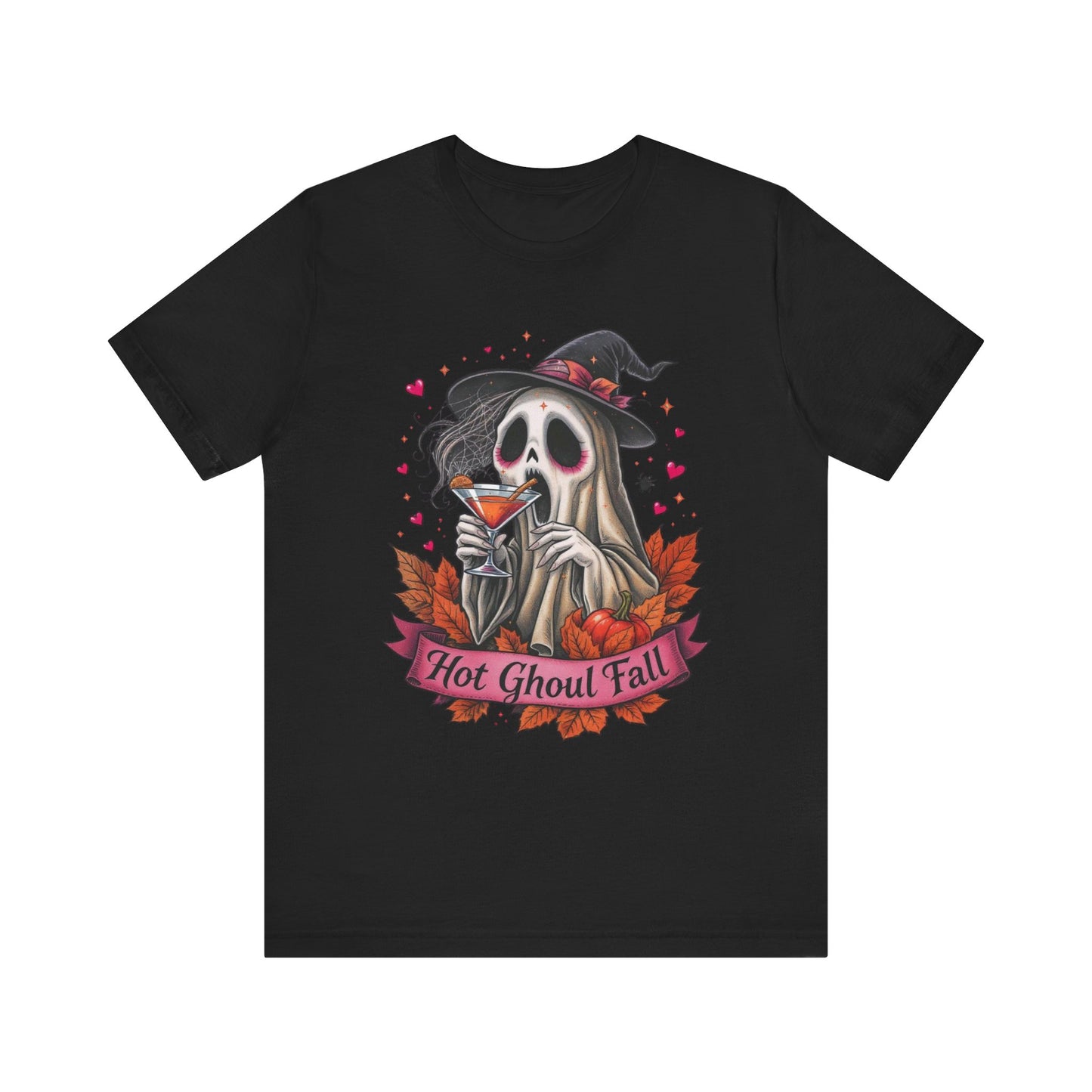 Hot Ghoul Fall Ghost Pumpkin Spice Unisex Tee, Halloween Shirt, Autumn Graphic T-Shirt, Spooky Season Top, October Apparel