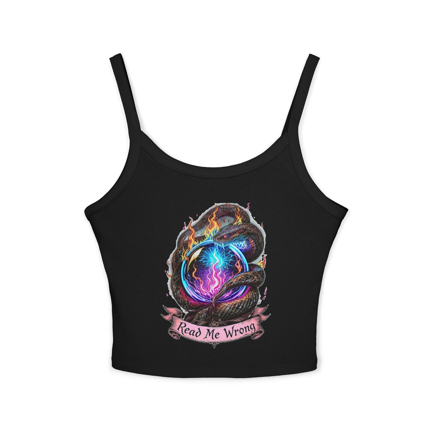 Mystical Read Me Wrong Spaghetti Strap Tank Top, Bohemian Women's Top, Summer Wear, Festival Fashion, Trendy Crop Top