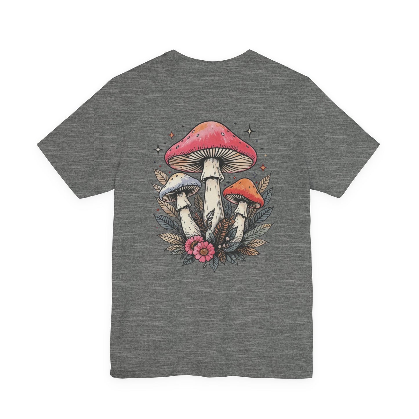 Mushroom Art Tee, Unisex Graphic T-Shirt, Boho Style Apparel, Nature Lover Gift, Festival Outfit, Comfortable Casual Wear