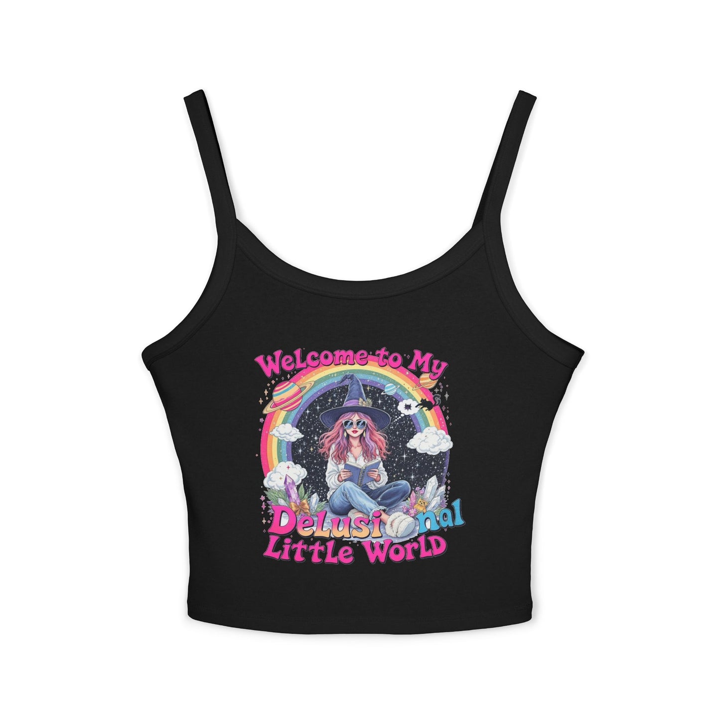 Welcome to My Delusional Little World Spaghetti Strap Tank Top, Fun Summer Top, Festival Outfit, Boho Clothing, Gift for Dreamers