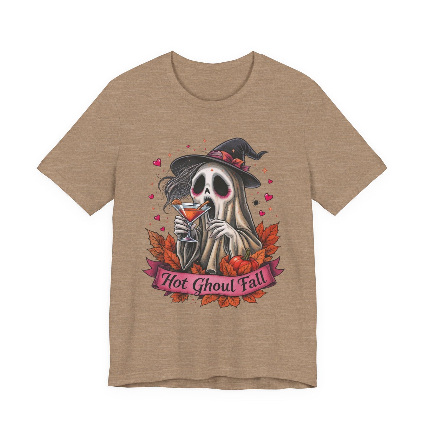 Hot Ghoul Fall Ghost Pumpkin Spice Unisex Tee, Halloween Shirt, Autumn Graphic T-Shirt, Spooky Season Top, October Apparel
