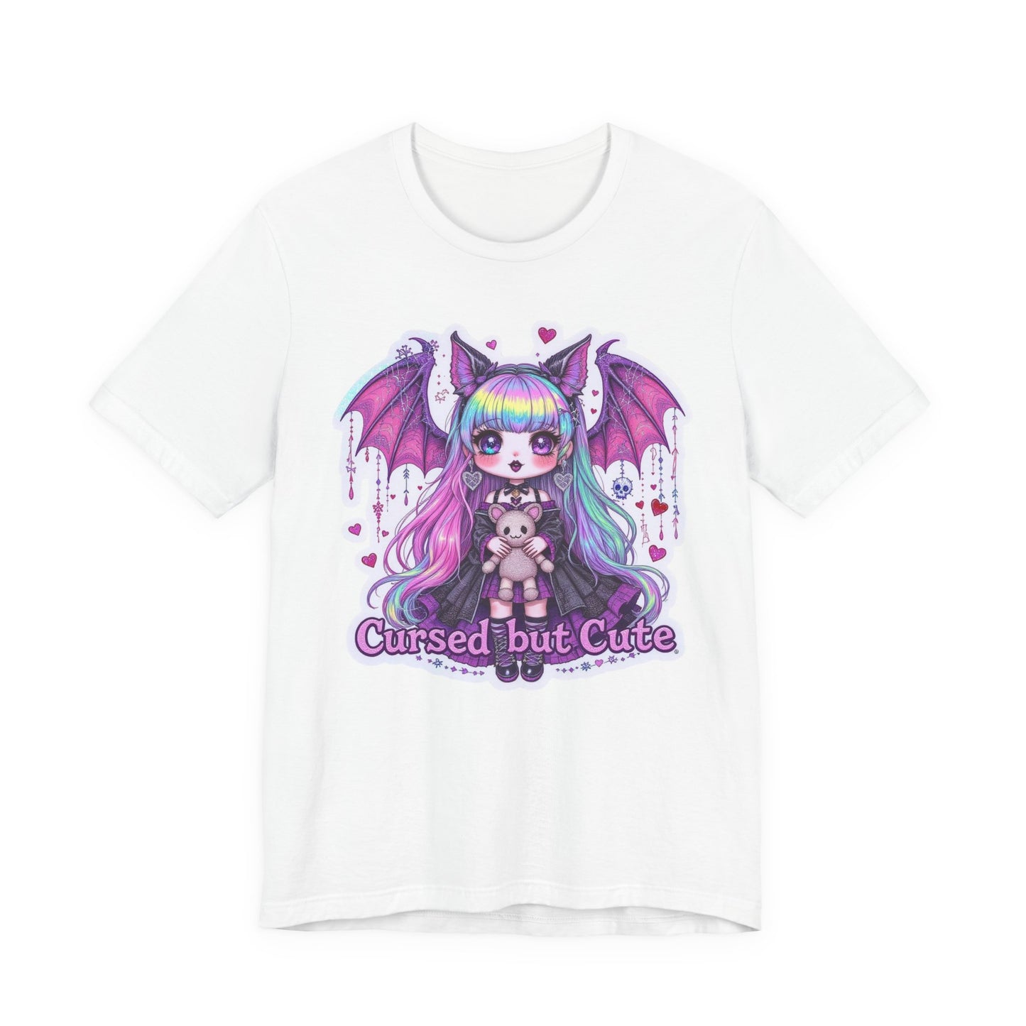 Cursed but Cute Tee, Cute T-Shirt, Gothic Fashion Tee, Kawaii Graphic Tee, Halloween Shirt, Unisex Casual Wear, Unique Gift