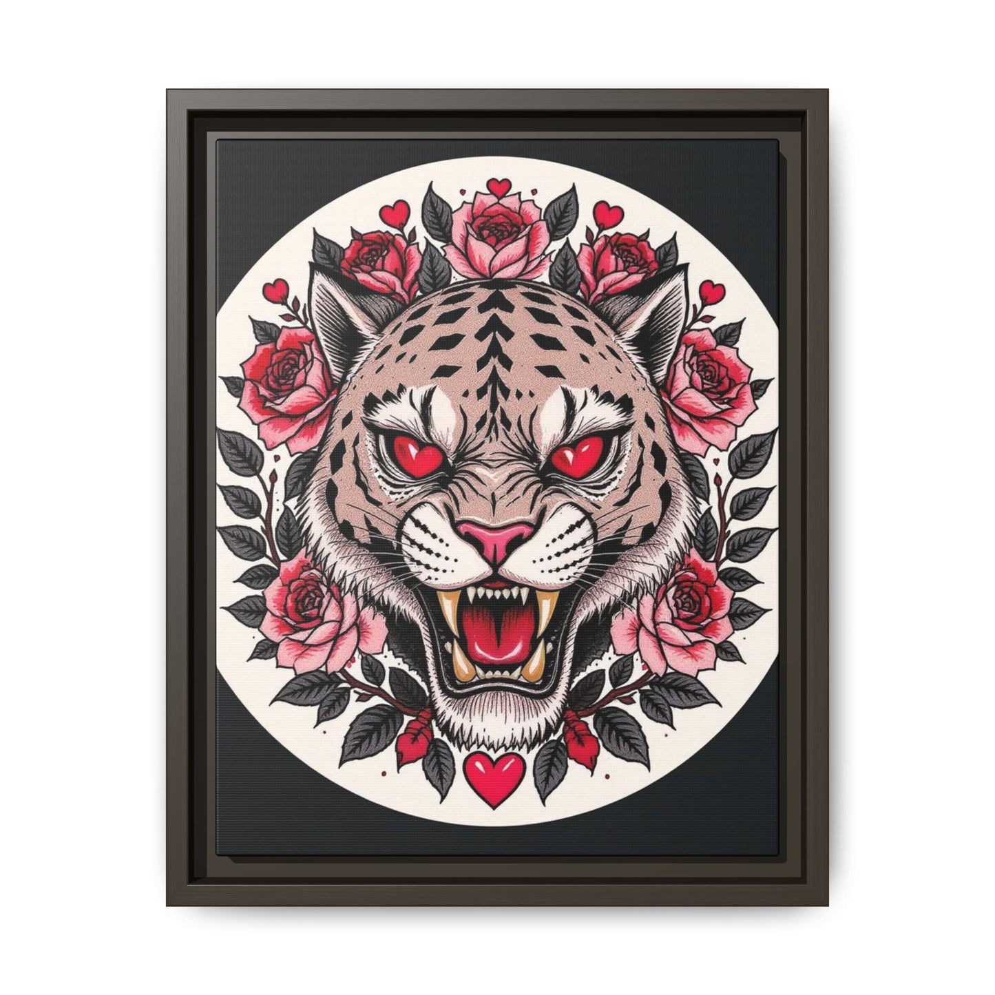 Framed Art Print: Fierce Tiger Portrait, Wall Decor, Tattoo Art, Animal Print, Gift for Nature Lovers