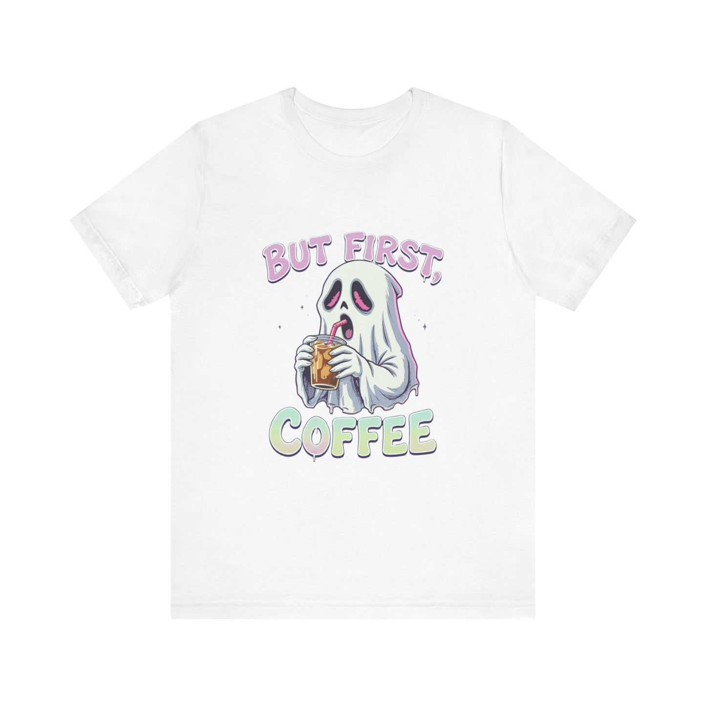 Spooky Coffee Lover Tee, Funny Graphic T-Shirt, Halloween Outfit, Gift for Coffee Lovers, Cute Ghost Design