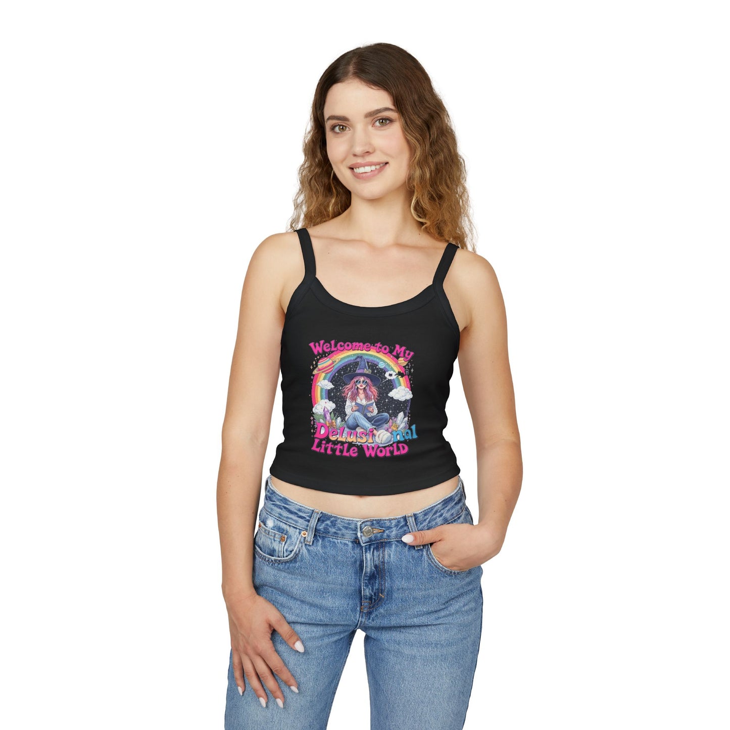 Welcome to My Delusional Little World Spaghetti Strap Tank Top, Fun Summer Top, Festival Outfit, Boho Clothing, Gift for Dreamers