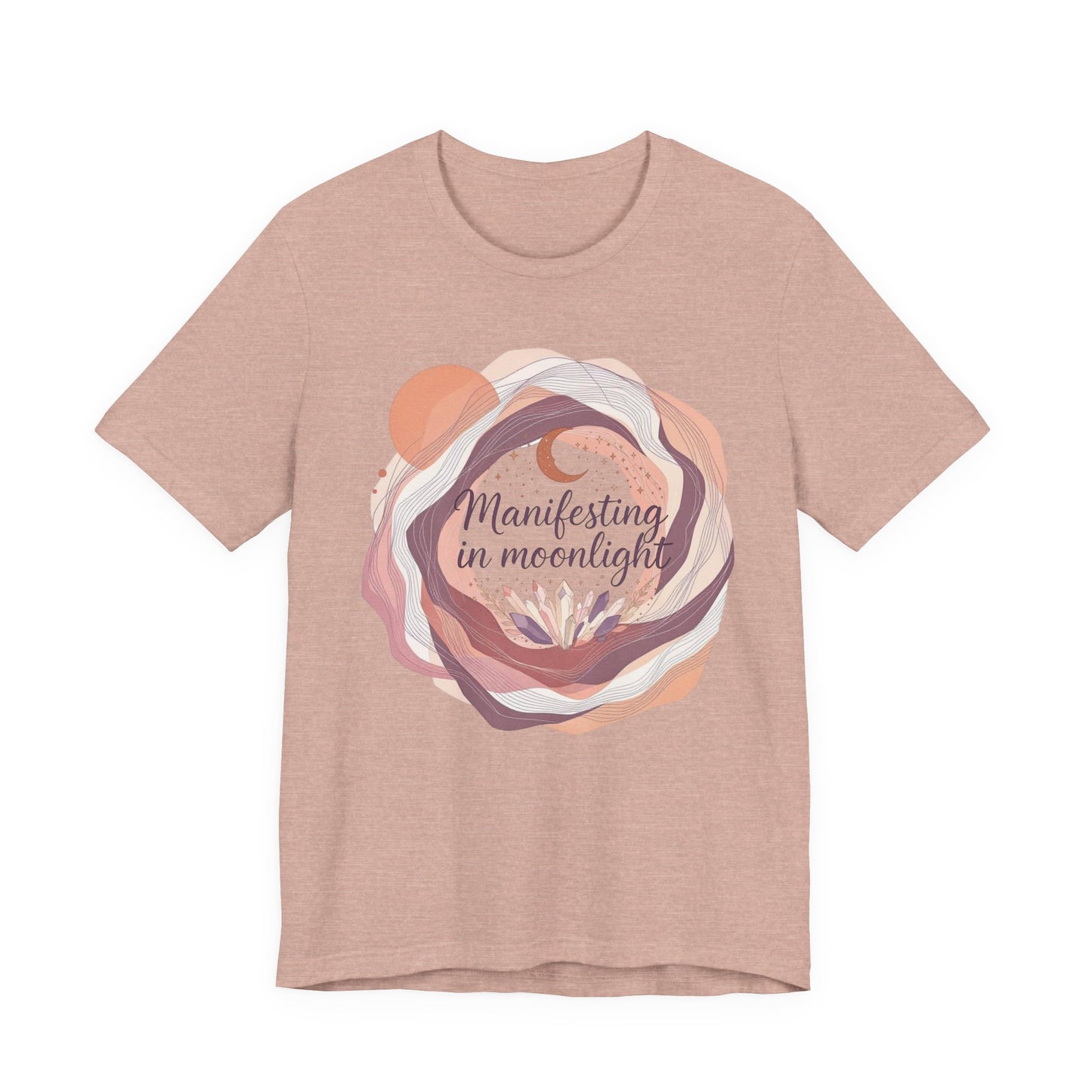 Manifesting in Moonlight Tee, Unisex Jersey Shirt, Boho Aesthetic T-Shirt, Gift for Spiritual Seekers, Moon Lovers Apparel, Affirmation Top